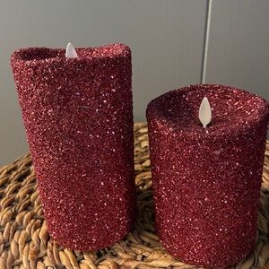 Sparkling Burgundy Flameless Candle Duo
